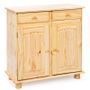 Petit buffet 2 portes 2 tiroirs pin massif clair Vencia 88 cm