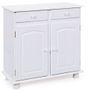 Petit buffet 2 portes 2 tiroirs pin massif vernis blanc Brito 88 cm