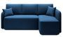 Petit canapé d'angle convertible 3 places tissu bleu Takin 206 cm