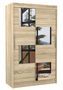 Petite armoire de chambre 2 portes coulissantes bois clair et 4 miroirs Luko 120 cm