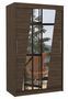 Petite armoire de chambre 2 portes coulissantes bois foncé et miroirs en diagonale Texano 120 cm