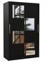 Petite armoire de chambre 2 portes coulissantes bois noir et 4 miroirs Luko 120 cm