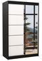 Petite armoire de chambre 2 portes coulissantes bois noir et blanc avec miroir Noka 120 cm