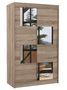 Petite armoire de chambre 2 portes coulissantes bois truffe et 4 miroirs Luko 120 cm