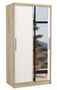 Petite armoire de chambre naturel 2 portes coulissantes bois blanc et miroir Bazo 100 cm