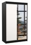 Petite armoire de chambre noir 2 portes coulissantes 1 bois blanc 1 miroir Roxane 120 cm