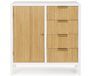 Petite commode 1 porte 4 tiroirs CHARLEY 80 cm – Blanc & naturel