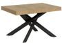 Petite table à manger design chêne clair et pieds entrelacés anthracite 130 cm Artemis