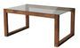 Petite table basse en bois massif marron et plateau en verre trempé Darone 85 cm