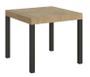 Petite table carrée 90/90 cm extensible 10 personnes 90 à 246 cm bois clair et métal anthracite Evy