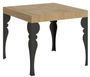 Petite table carrée 90/90 cm extensible 10 personnes 90 à 246 cm bois naturel et pieds gris foncé Kalane