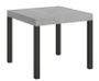 Petite table carrée 90/90 cm extensible 10 personnes 90 à 246 cm gris béton et métal anthracite Evy