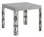 Petite table carrée 90/90 cm extensible 10 personnes 90 à 246 cm gris béton et pieds métal gris foncé Gisa