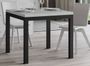 Petite table carrée 90/90 cm extensible 90 à 180 cm blanche et cadre métal anthracite Diva