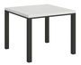 Petite table carrée 90/90 cm extensible 90 à 180 cm blanche et cadre métal anthracite Diva