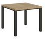 Petite table carrée 90/90 cm extensible 90 à 180 cm bois clair et cadre métal anthracite Diva