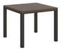 Petite table carrée 90/90 cm extensible 90 à 180 cm bois foncé et cadre métal anthracite Diva