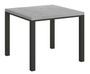Petite table carrée 90/90 cm extensible 90 à 180 cm gris béton et cadre métal anthracite Diva