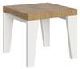 Petite table carrée chêne naturel pieds blanc 90/90 cm extensible 10 personnes 90 à 246 cm Naxo