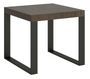 Petite table carrée extensible 4 à 10 places 90 à 246 cm marron et pieds métal anthracite Tiroz