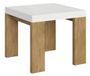 Petite table carrée extensible blanche et bois clair 90 à 246 cm Ribo