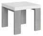 Petite table carrée extensible blanche et gris béton 90 à 246 cm Ribo