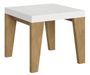 Petite table carrée extensible bois blanc et chêne naturel 90 à 246 cm Naxo