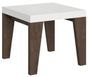 Petite table carrée extensible bois blanc et noyer 90 à 246 cm Naxo