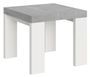 Petite table carrée extensible bois gris béton et blanc 90 à 246 cm Ribo