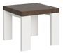 Petite table carrée extensible bois noyer et blanc 90 à 246 cm Ribo