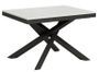 Petite table extensible 6 à 10 places blanche cadre métallique et pieds entrelacés anthracite L 120 à 224 cm Klass