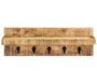 Porte-manteau mural bois de manguier brut et acier - 5 crochets