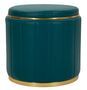 Pouf coffre de rangement bleu canard avec base dorée London