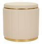 Pouf coffre de rangement en tissu crème avec base dorée London