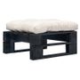 Pouf de jardin coussin beige et palette pin massif noir Farsa
