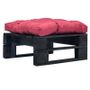 Pouf de jardin coussin rouge et palette pin massif noir Farsa