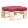 Pouf de jardin polyester rouge et pin massif clair Veelra