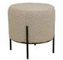 Pouf rond ALFORD – Tissu bouclette & pieds métal noir