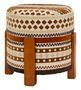 Pouf rond multicolore en tissu à motifs ethniques Madi