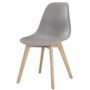 Chaise de salle a manger gris - Pieds en bois hévéa massif - Scandinave - L 48 x P 55 cm