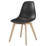 Chaise de salle a manger noir - Pieds en bois hévéa massif - Scandinave - L 48 x P 55 cm