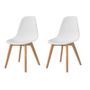 Lot de 2 chaises de salle a manger blanc - Pieds en bois hévéa massif - Scandinave - L 48 x P 55 cm