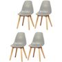 Lot de 4 chaises de salle a manger gris - Pieds en bois hévéa massif - Scandinave - L 48 x P 55 cm