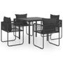 Salon de jardin 5 pcs PVC Résine tressée Noir Tizane