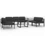 Salon de jardin 8 pcs avec coussins Aluminium Anthracite