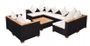 Salon de jardin 8 pièces résine tressée noir et coussins blanc Kimberly 2