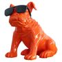 Sculpture bulldog à lunettes polyrésine orange Tiere 40 cm