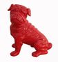 Sculpture chien bulldog assis polyrésine rouge Animay H 34 cm