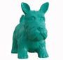 Sculpture chien schnauzer polyrésine vert Animay 38 cm
