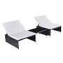 Set de 2 chaises et 1 table tissu blanc et résine noire Toani
